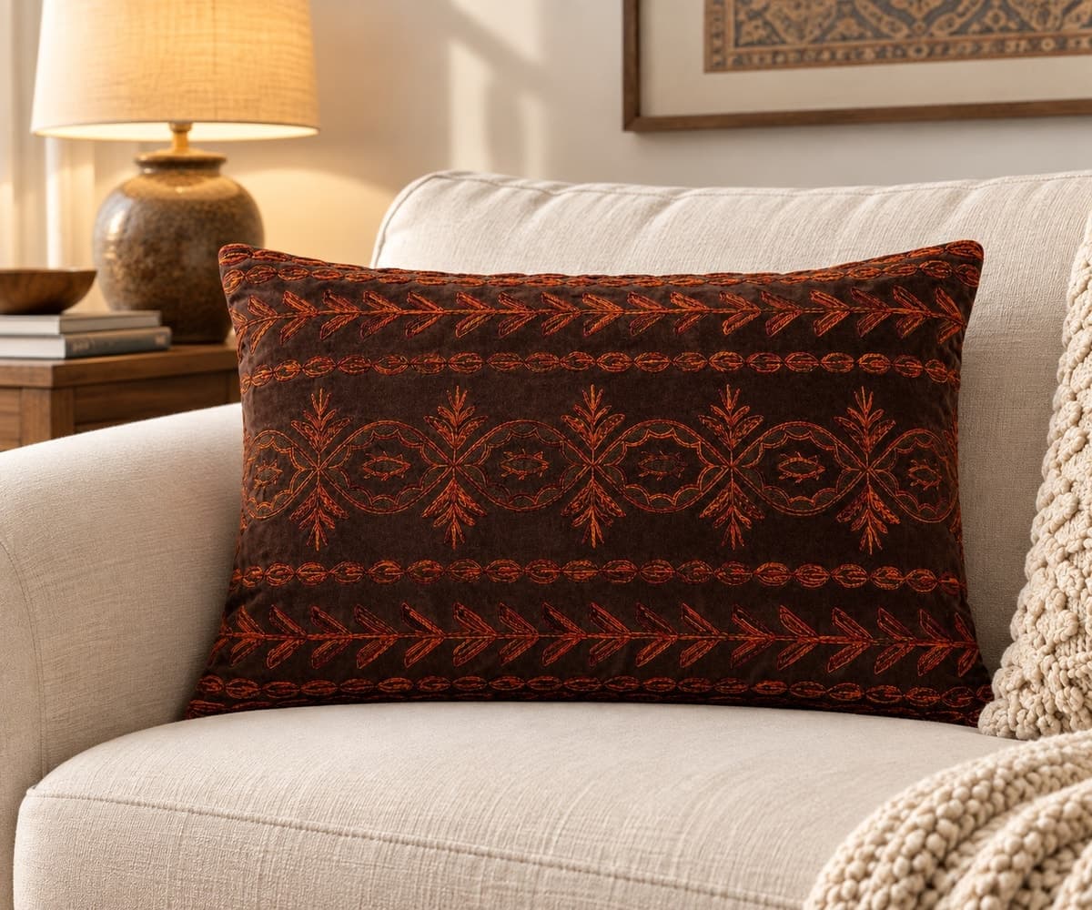 Ember Vine Velvet Cushion Cover