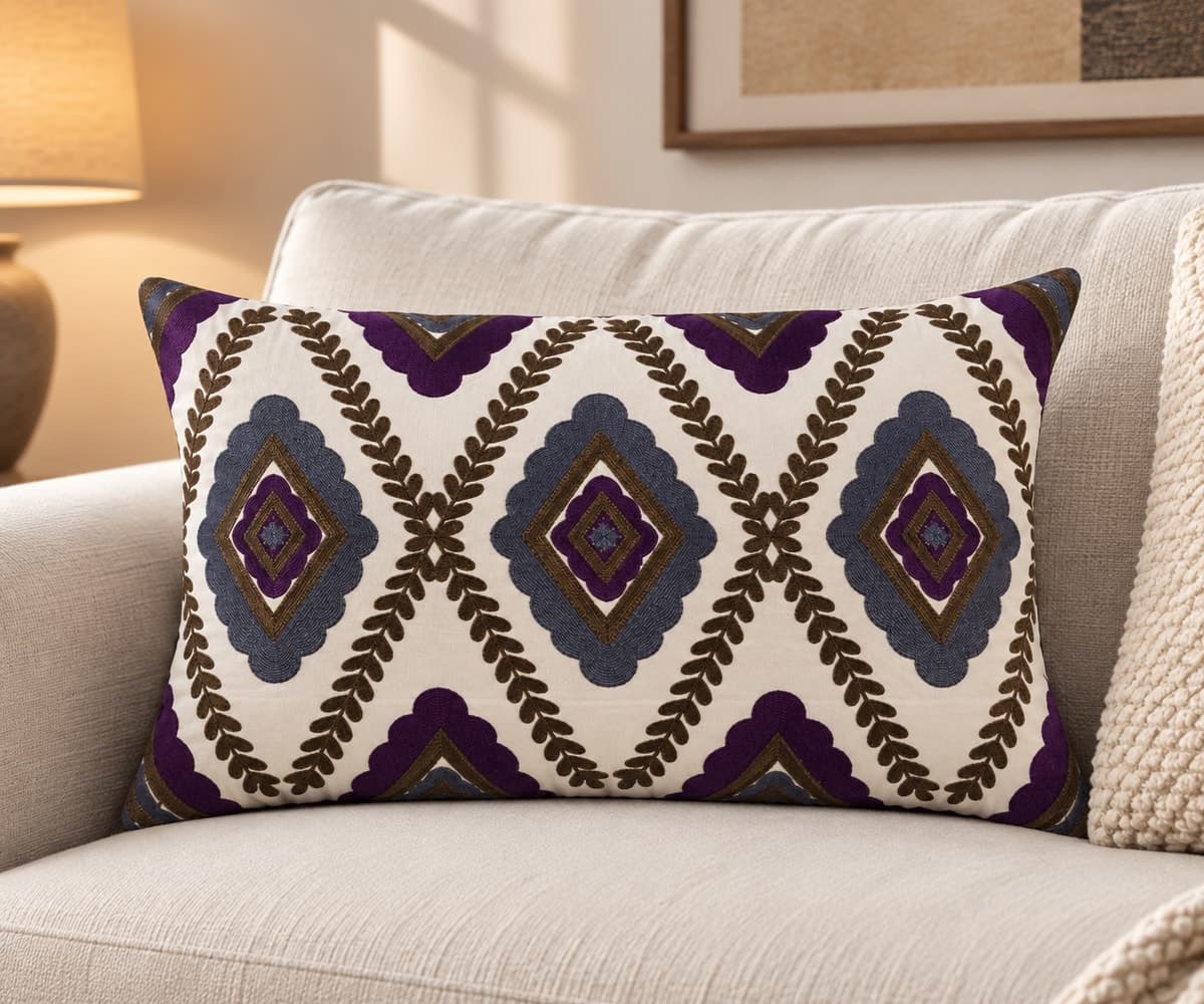Indigo Heritage Embroidered Cushion Cover