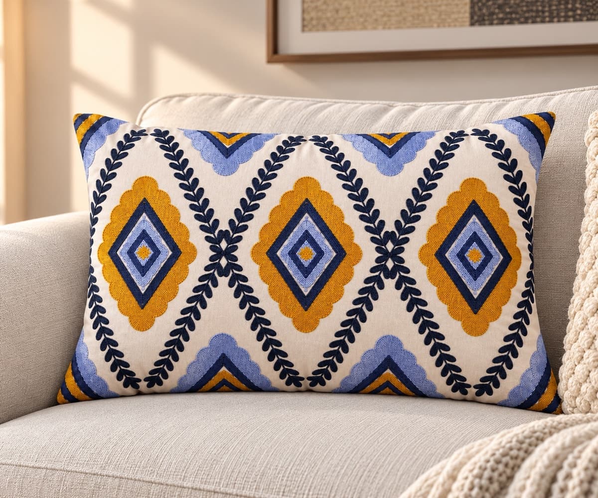 Golden Indigo Heritage Cushion Cover