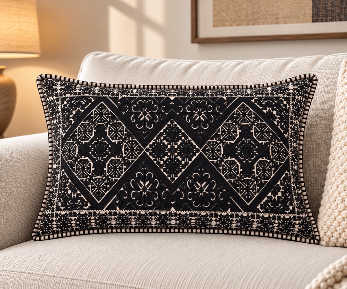 Midnight Heritage Linen Cushion Cover