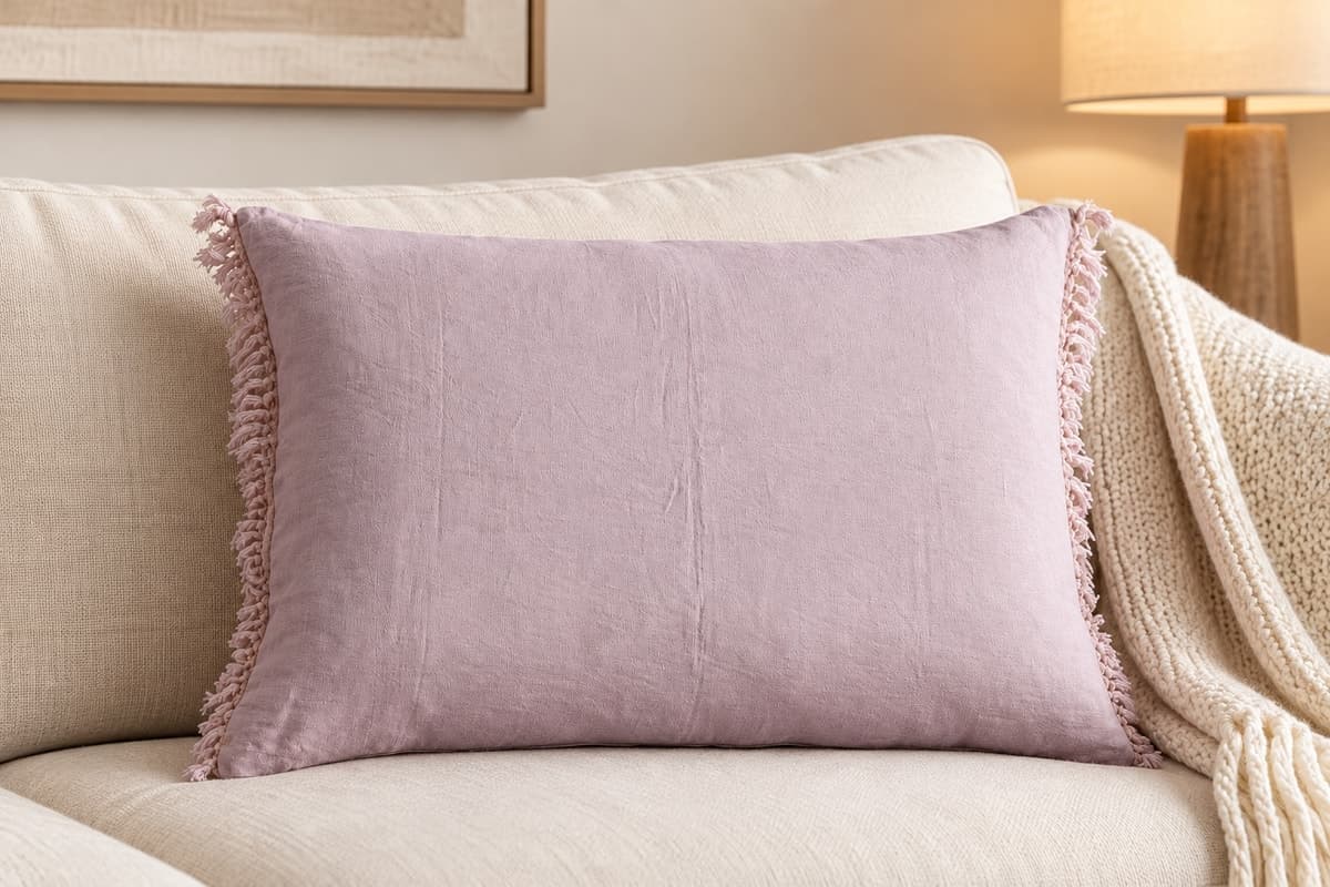 Linen Serenity Fringe Cushion Cover
