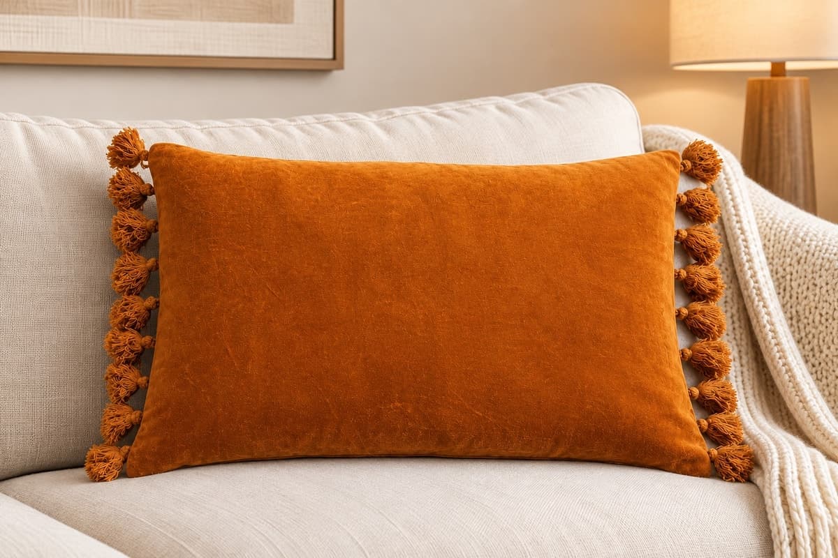 Amber Luxe Velvet Tassel Cushion Cover