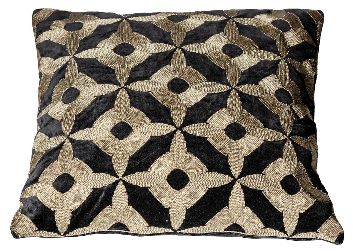 Noir Gilded Velvet Embroidered Cushion Cover