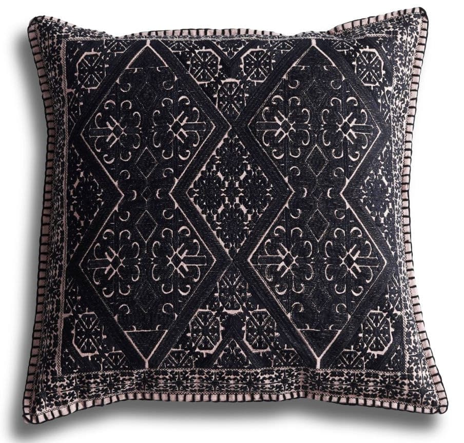 Heritage Noir Embroidered Velvet Cushion Cover