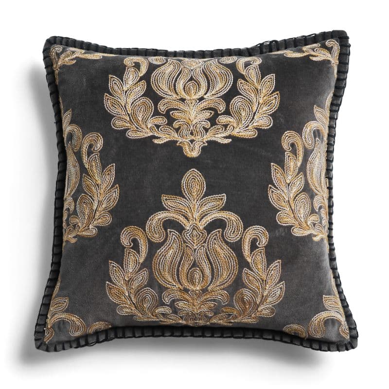 Noir Baroque Velvet Embroidered Cushion Cover