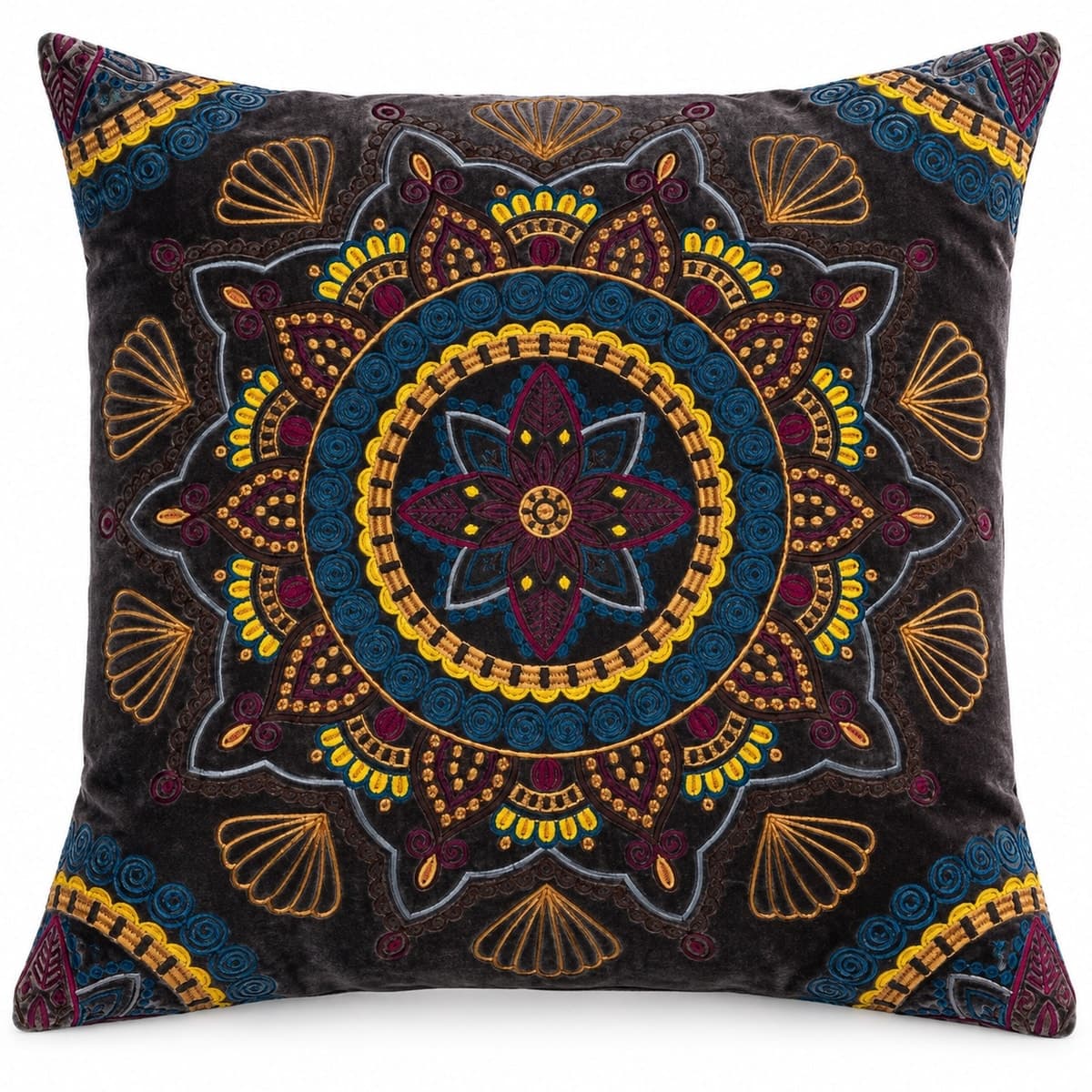 Midnight Mandala Velvet Cushion Cover