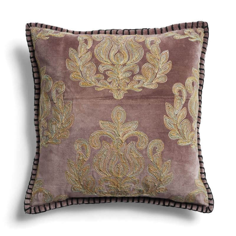 Mauve Imperial Velvet Embroidered Cushion Cover
