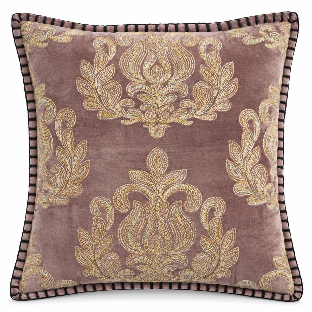 Mauve Imperial Velvet Embroidered Cushion Cover
