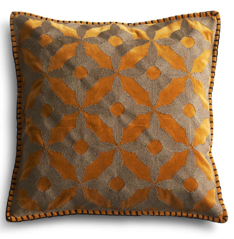 Golden Heritage Velvet Embroidered Cushion Cover