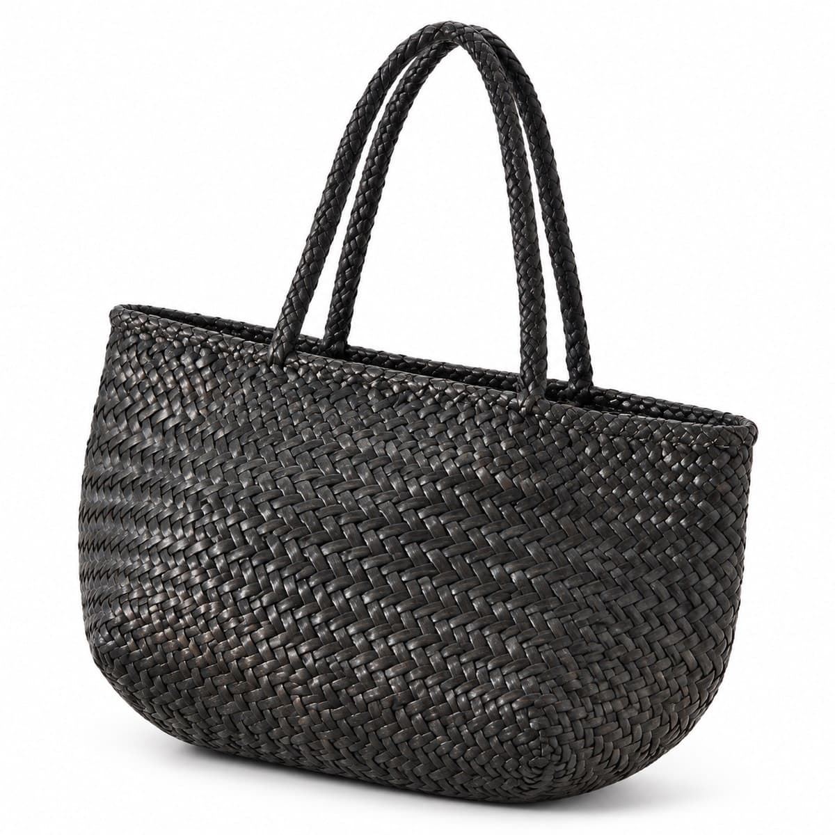 GJUNO Handwoven Genuine Leather Tote