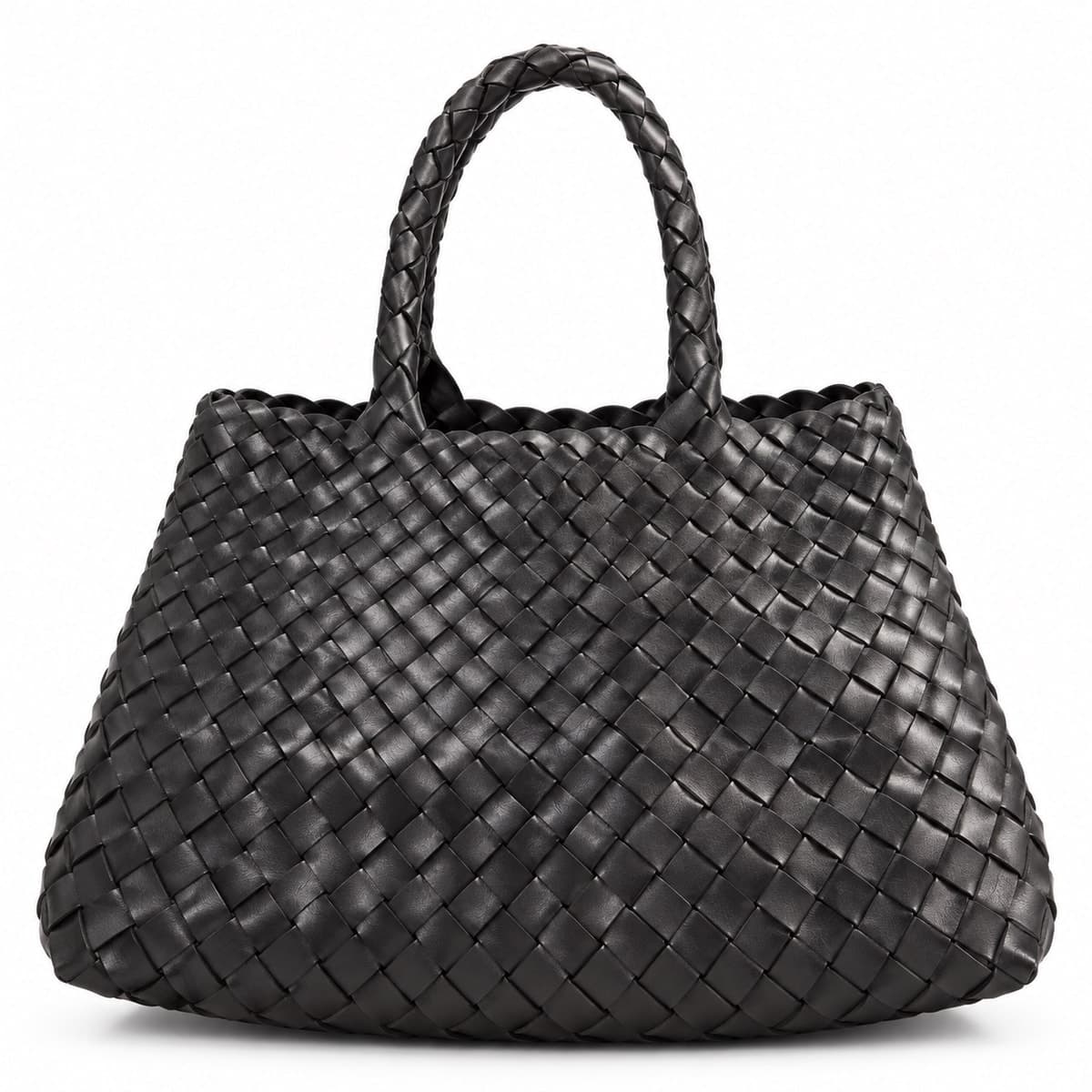 GAIA LONG HANDLE WOVEN LEATHER BAG