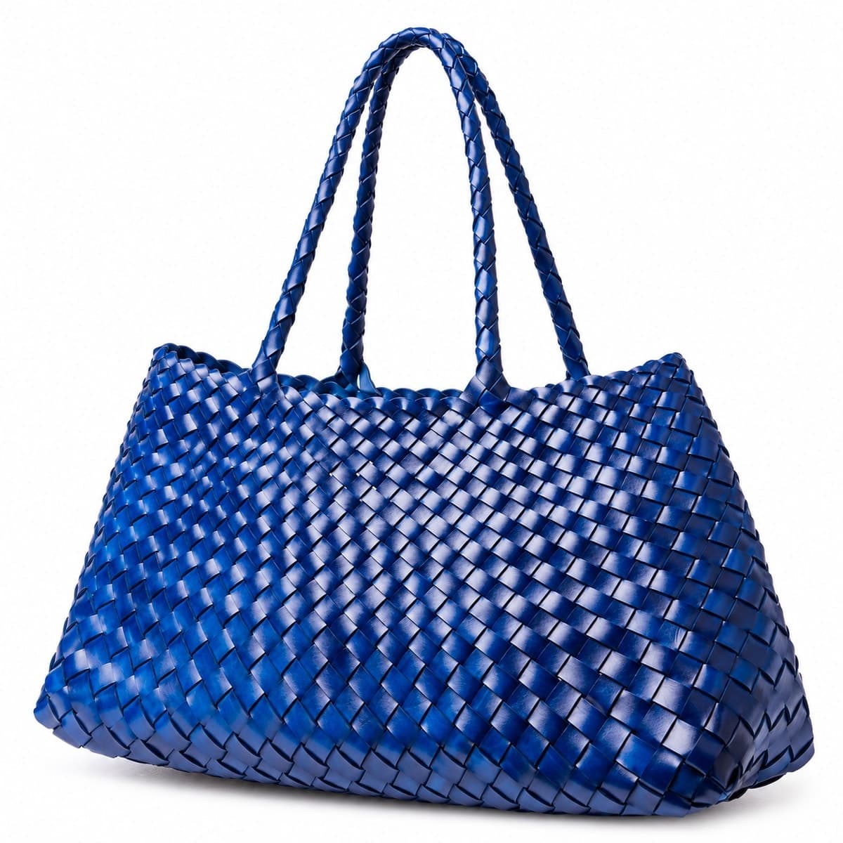 GAIA LONG HANDLE WOVEN LEATHER BAG
