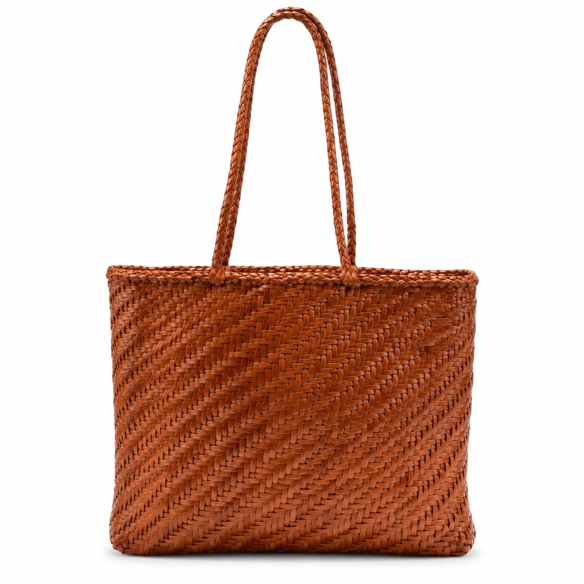 SOLARA Handwoven Genuine Leather Tote Bag