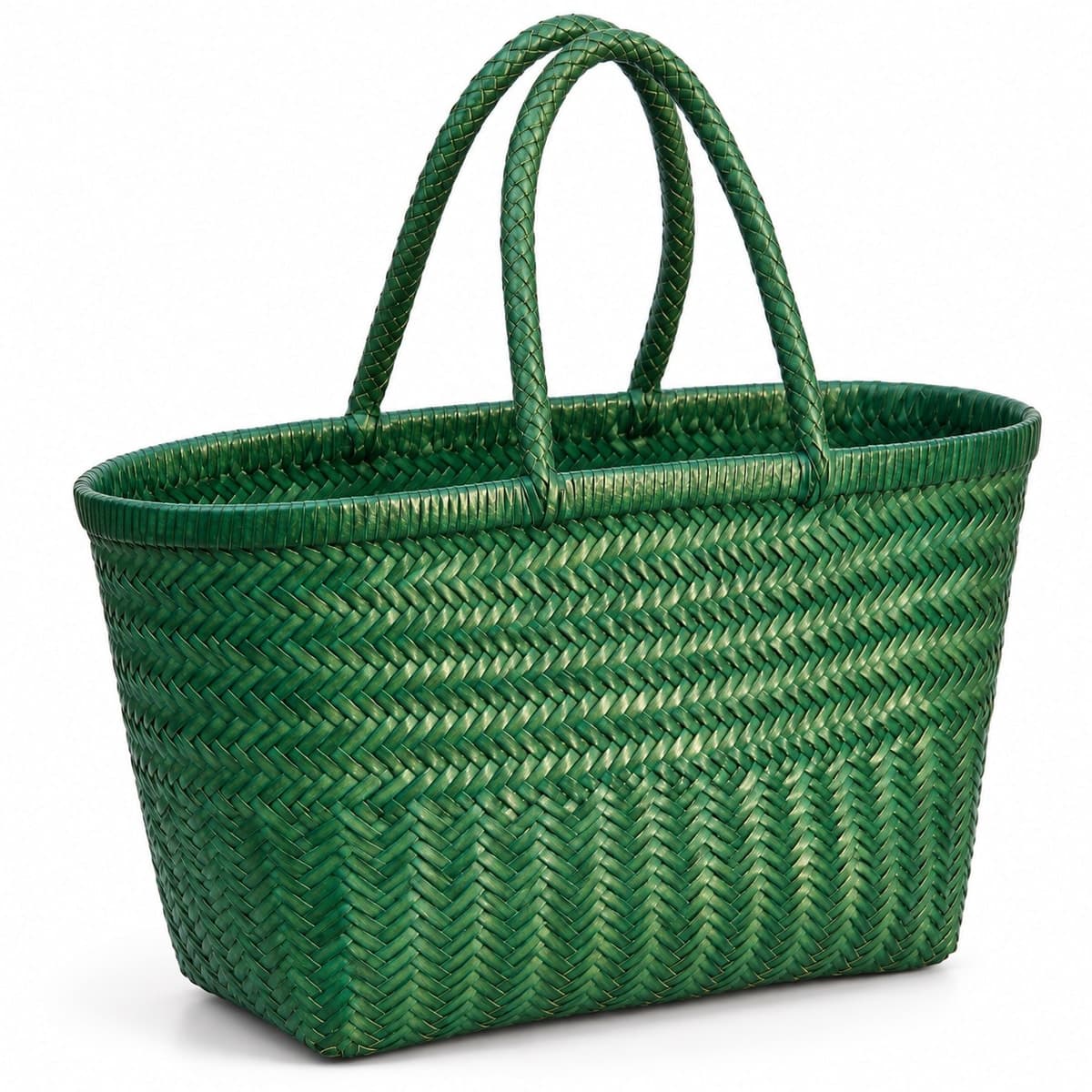 Emerald Herringbone Artisan Tote