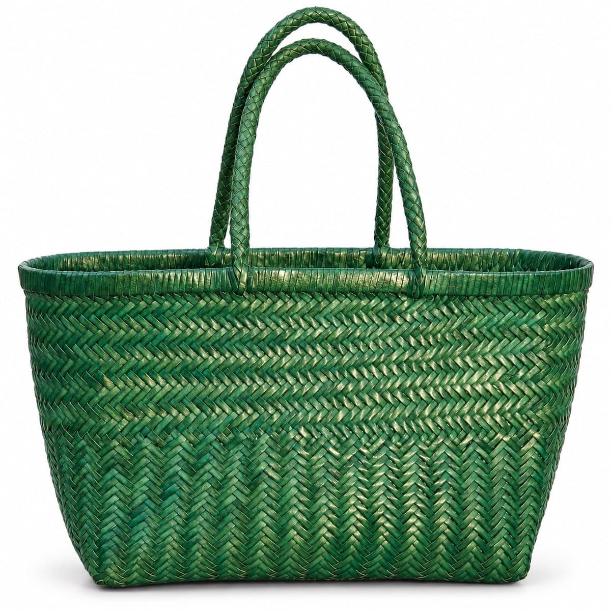 Emerald Herringbone Artisan Tote
