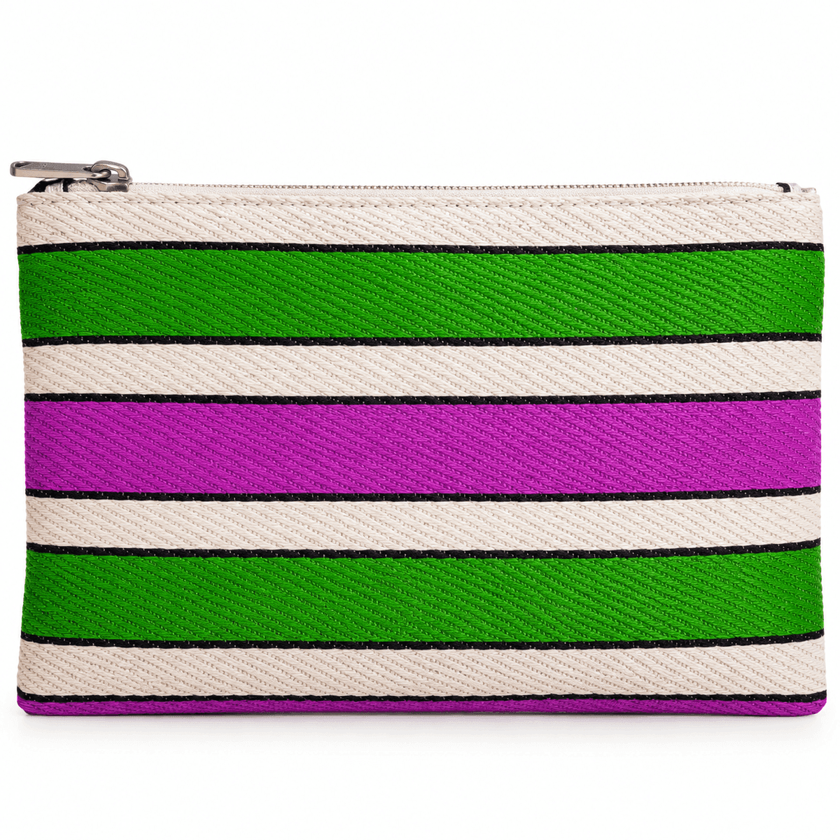 Verdant Stripe Recycled Nylon Zip Clutch