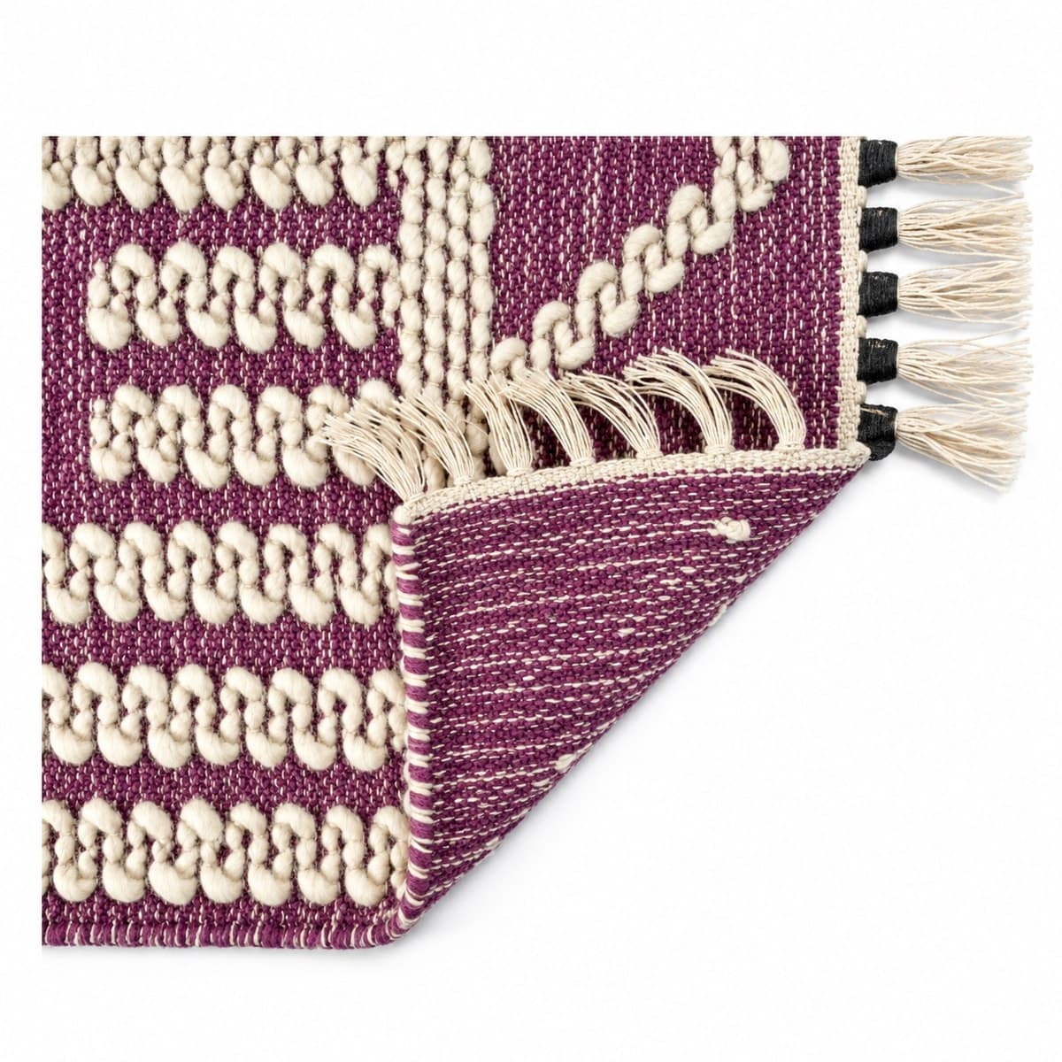 Artisan Handwoven Rug with Textured Geometric Pattern