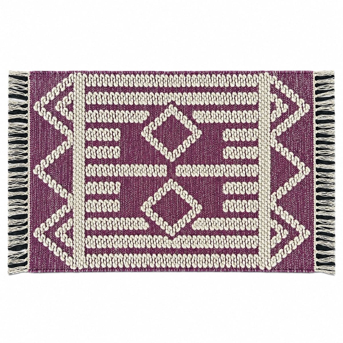 Artisan Handwoven Rug with Textured Geometric Pattern