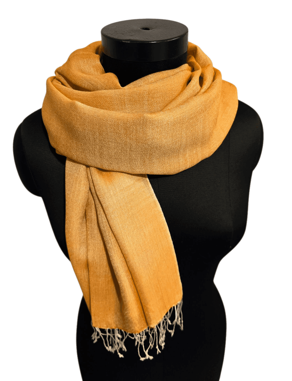 Yellow (versus mustard) and white scarf in silk and cashmere wool